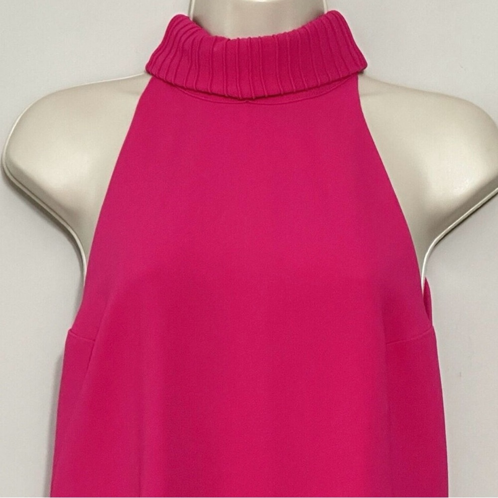 Brandon Maxwell Womens Dress 2 Hot Pink High Neck Bow Halter Cocktail Mini Event - Picture 3 of 11